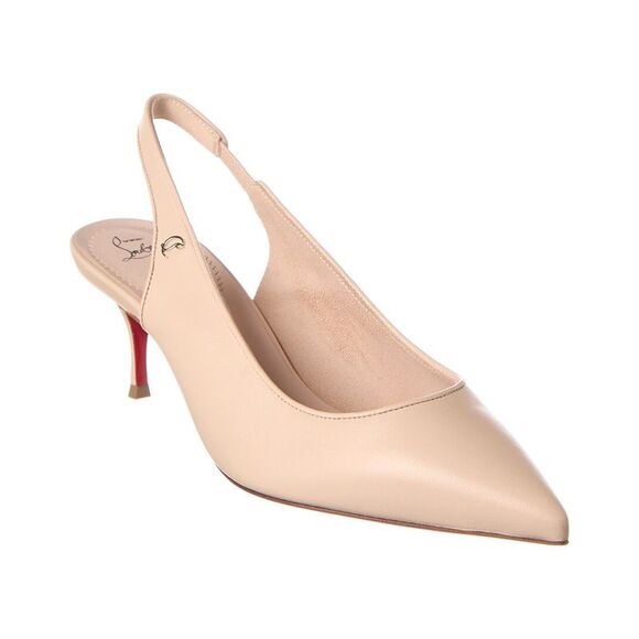Christian Louboutin Sporty Kate 55 Leather Slingback Pump, Beige - Picture 1 of 5